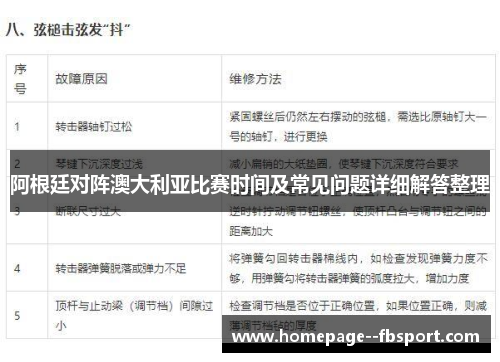 阿根廷对阵澳大利亚比赛时间及常见问题详细解答整理